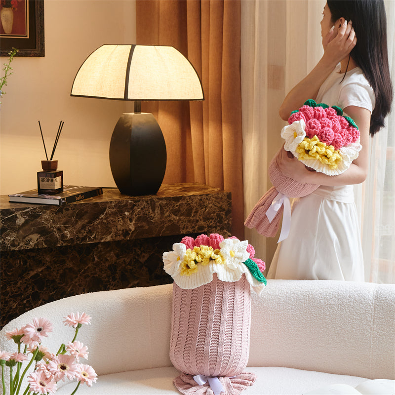 Knitted Flower Pillow