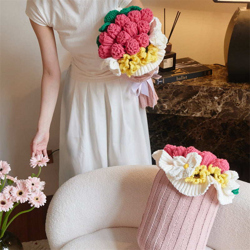 Knitted Flower Pillow