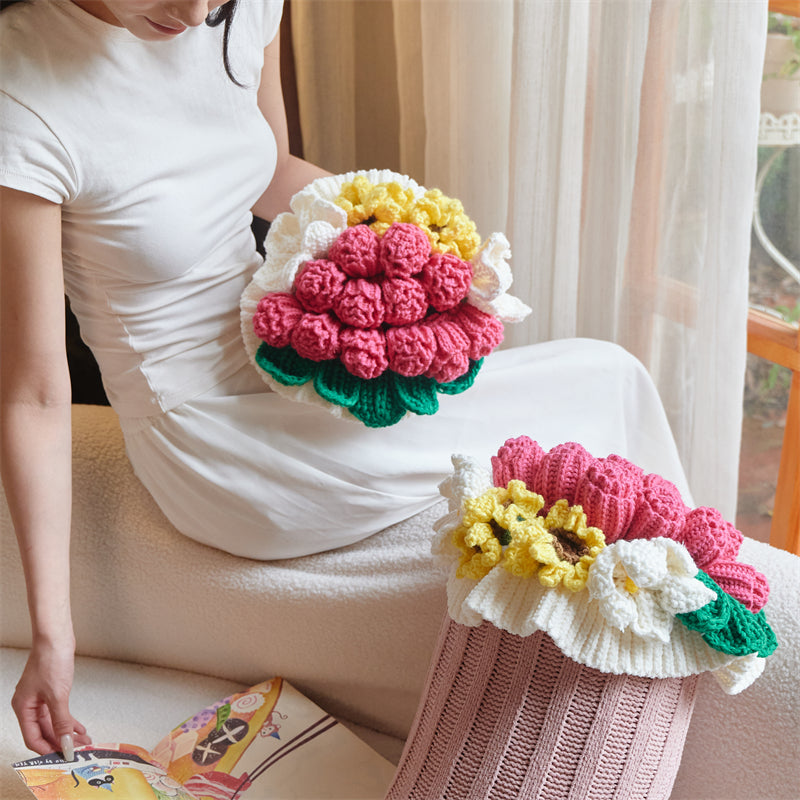 Knitted Flower Pillow