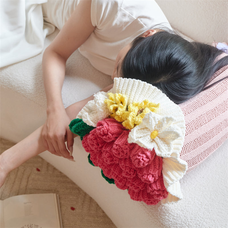 Knitted Flower Pillow