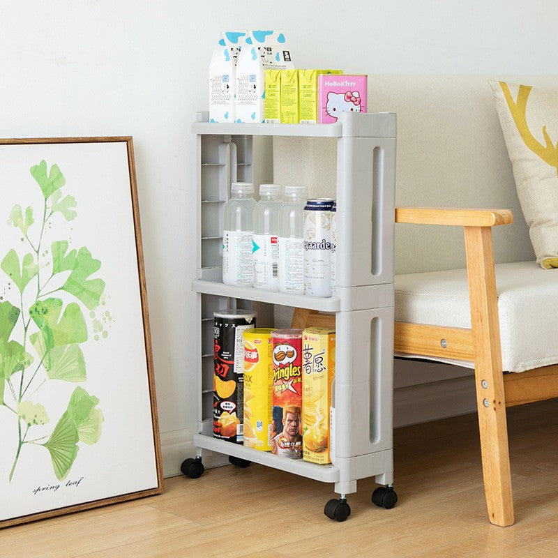 Slim Slide-Out Storage Tower - Multi-Tier Mobile Shelving Unit for Kitchen and Bathroom